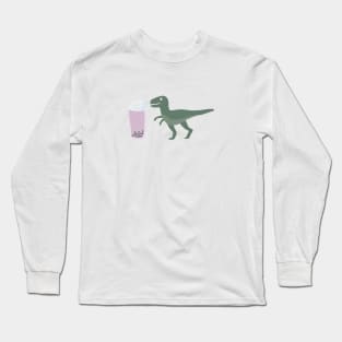 Boba Drinking T-Rex Long Sleeve T-Shirt